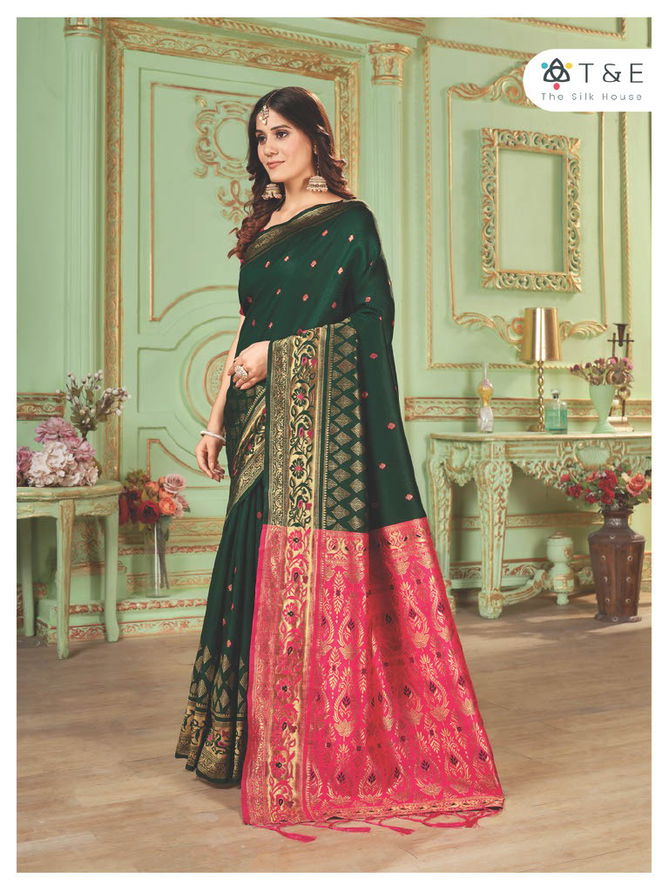 T And E Anika Silk Colors Party Wear Sarees Catalog